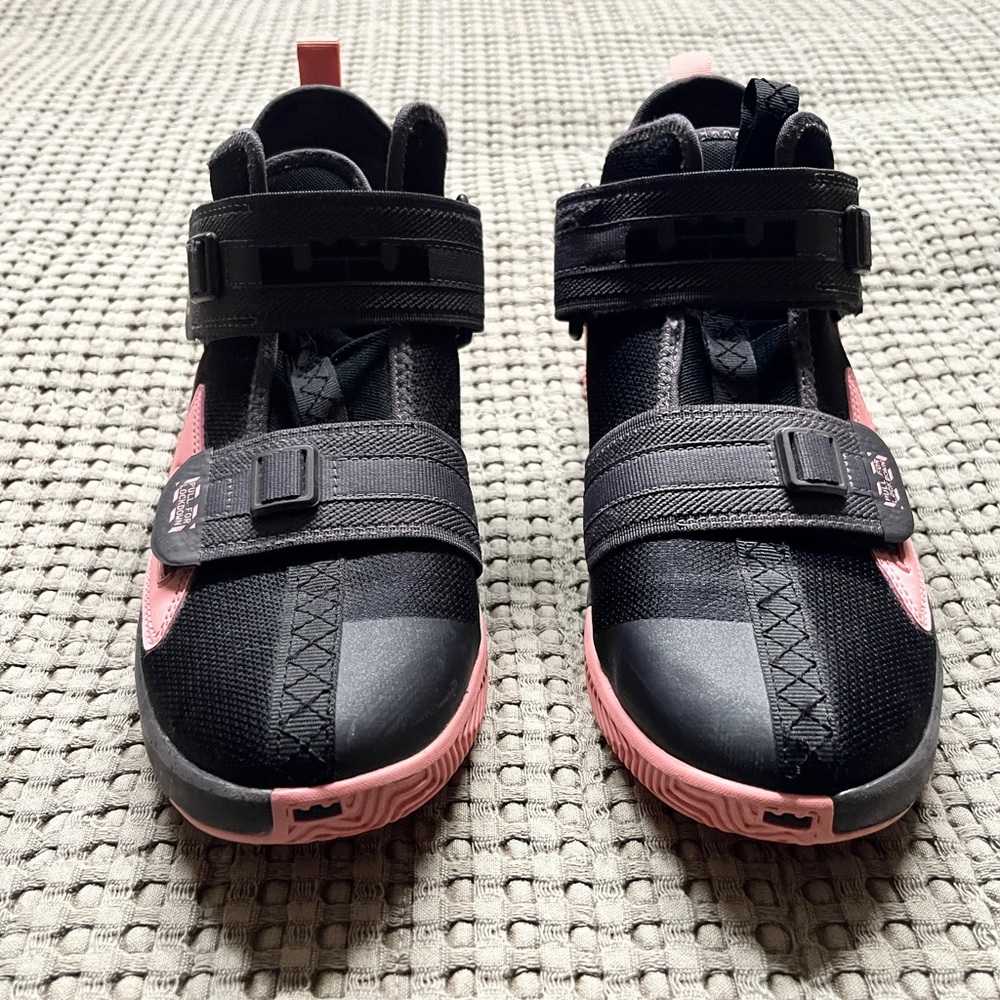 Nike Lebron Soldier 13 Black and Bleached Coral Youth Sneakers
